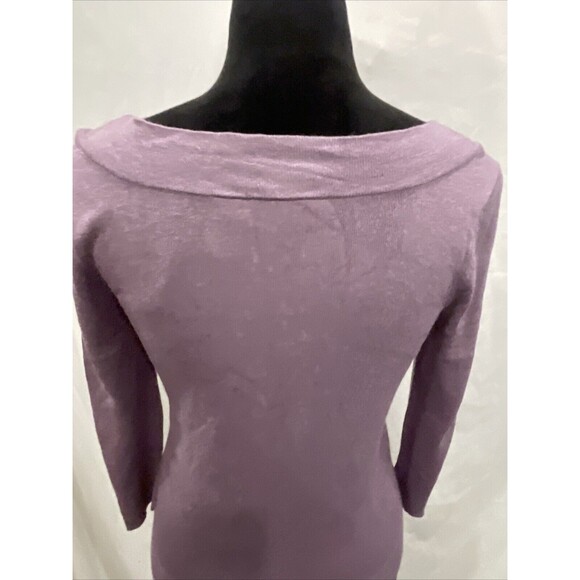 JACLYN SMITH Classic Silk Cashmere 3/4 Sleeve Lilac Knit Pullover Sweater Small - Picture 7 of 8